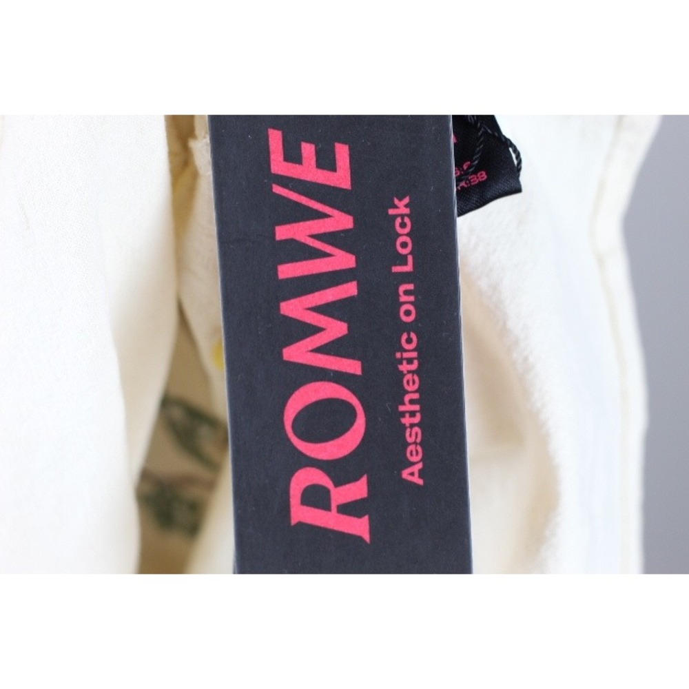 Romwe Cream Embroidered Bee Floral Midi Dress Cottagecore Ruffle Sleeve Medium - Picture 6 of 8